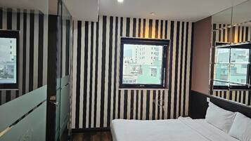 Blackout curtains, iron/ironing board, free WiFi