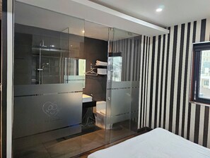 Blackout drapes, iron/ironing board, free WiFi