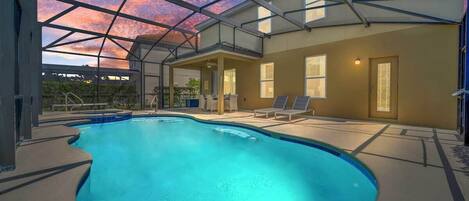 Piscine extérieure, piscine chauffée