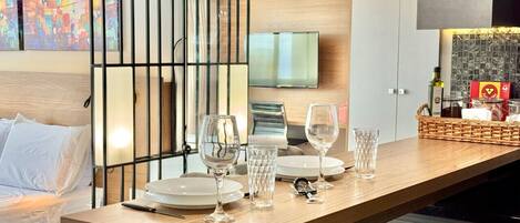 1 bedroom, desk, iron/ironing board, travel cot