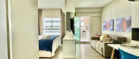 1 bedroom, desk, iron/ironing board, travel cot