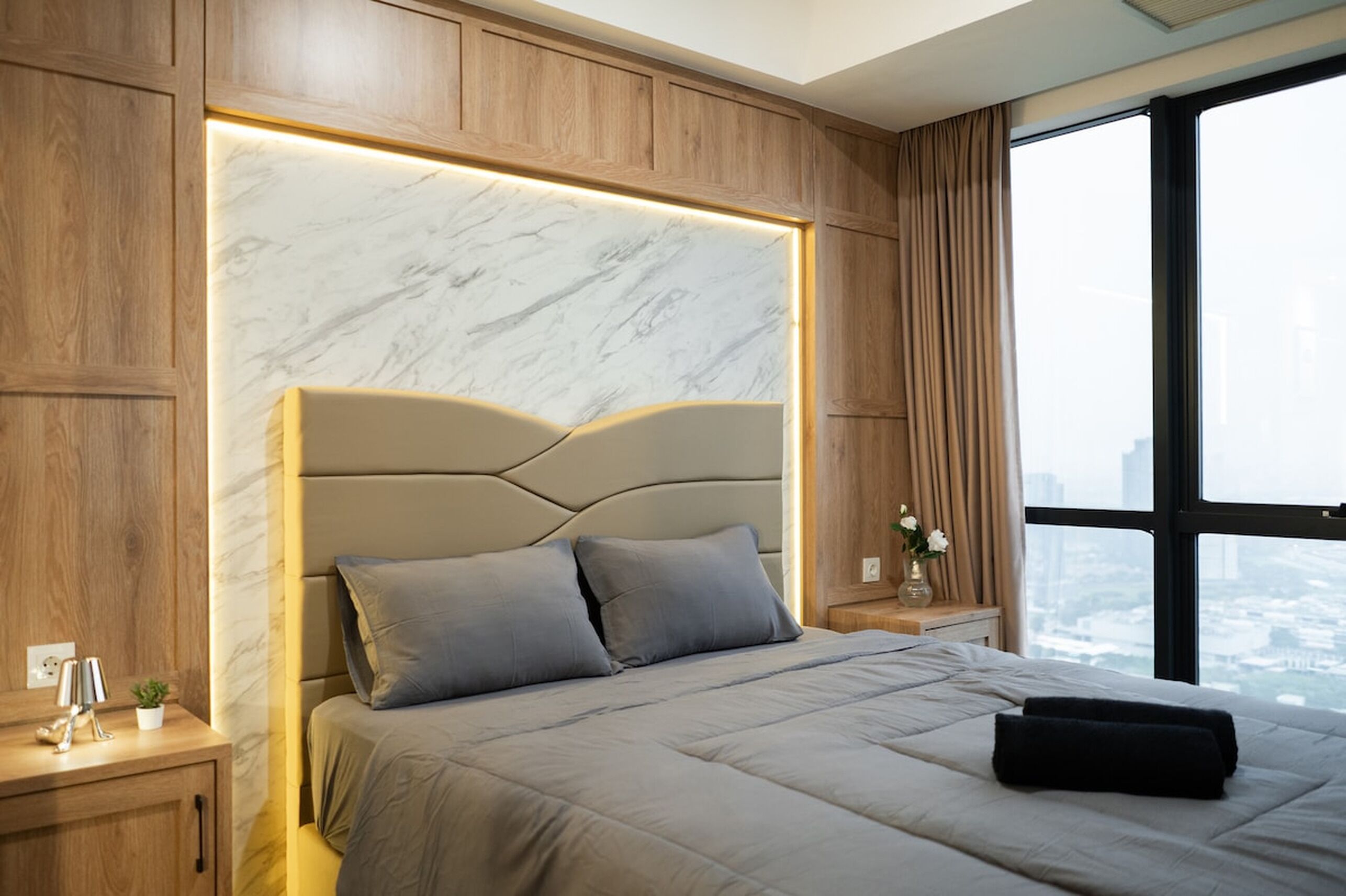 高级公寓, 1 间卧室, 厨房, 城市景观 | 客房景观