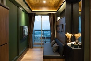 Deluxe Apartment, 2 Bedrooms, Balcony, City View | Living area - Seaview GoldCoast Residence in Jakarta (Jakarta)