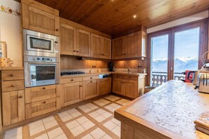 Fridge, oven, dishwasher, cookware/dishes/utensils