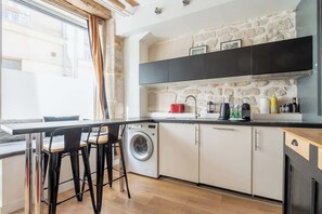 Microwave, stovetop, coffee/tea maker, toaster