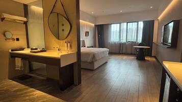 Shower, free toiletries, hair dryer, bathrobes