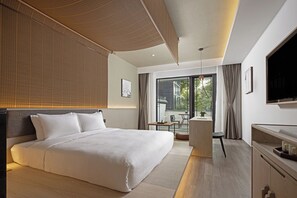 Chambre simple panoramique | Aire de séjour | Téléviseur ACL de 50 cm avec télévision par câble