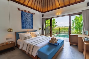 Comfort-Villa, eigener Pool, zum Garten hin | 1 Schlafzimmer, kostenloses WLAN