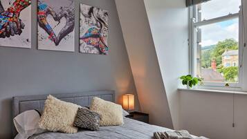 2 bedrooms, iron/ironing board, internet