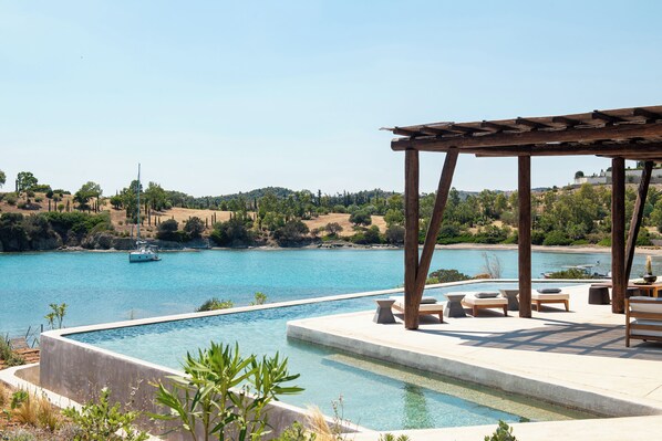 2 outdoor pools, pool umbrellas, pool loungers