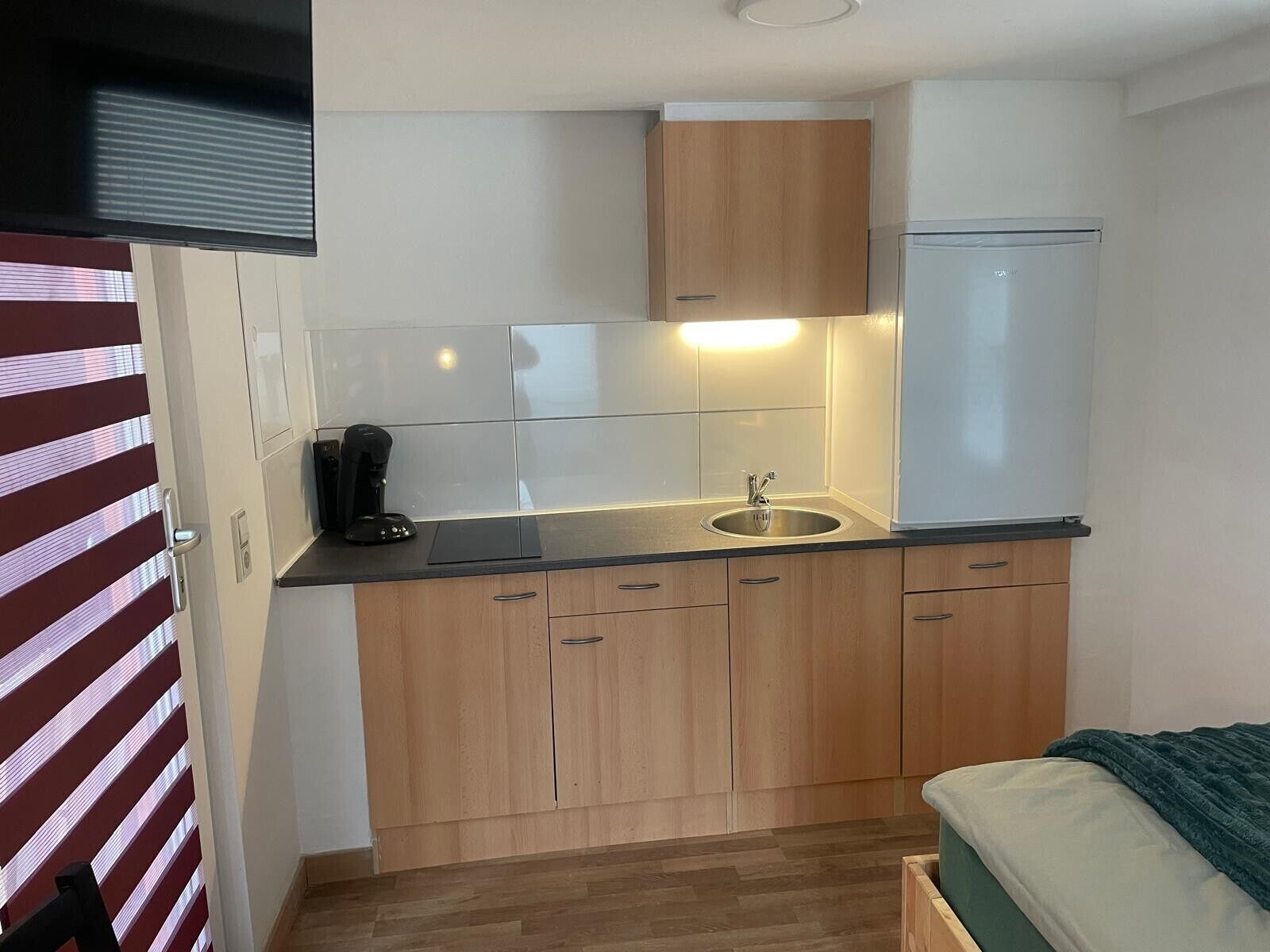 Fridge, stovetop, cookware/dishes/utensils