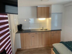 Fridge, stovetop, cookware/dishes/utensils