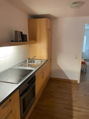 Fridge, stovetop, cookware/dishes/utensils