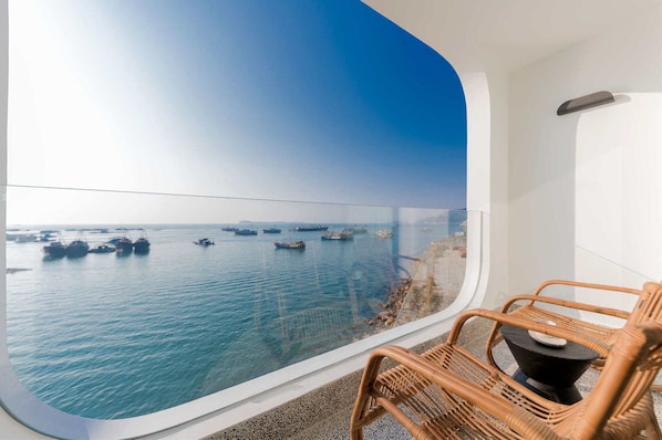 Luxury Triple Room, Sea View | 1 bedroom, premium bedding, down comforters, free minibar
