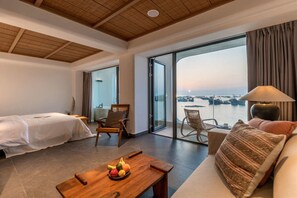 Luxury Triple Room, Sea View | 1 bedroom, premium bedding, down comforters, free minibar
