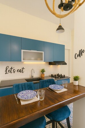 Private kitchen - Galactic Moonlight 1BR Apt, Achrafieh next Museum (Beirut)