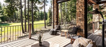 This idyllic Suncadia home features a speakeasy, cowboy cold dip, outdoor shower, private library, chef's kitchen, golf course views, and MORE