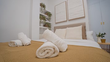 1 slaapkamer, een strijkplank/strijkijzer, wifi, beddengoed