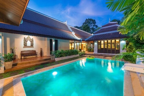Balinese-inspired 3-bedroom villa with private pool, garden, and 5-min walk to Bang Kao Beach