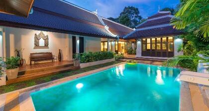 Balinese-inspired 3-bedroom villa with private pool, garden, and 5-min walk to Bang Kao Beach