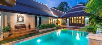 Balinese-inspired 3-bedroom villa with private pool, garden, and 5-min walk to Bang Kao Beach