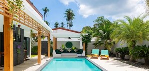 Pool - Serene 3-bedroom villa near Lamai Beach with private pool, sala, and lush garden (Maret)