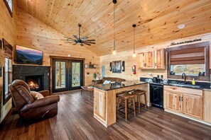 TV connectée, cheminée, lecteur de DVD