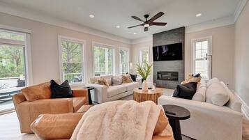 TV, fireplace, table tennis