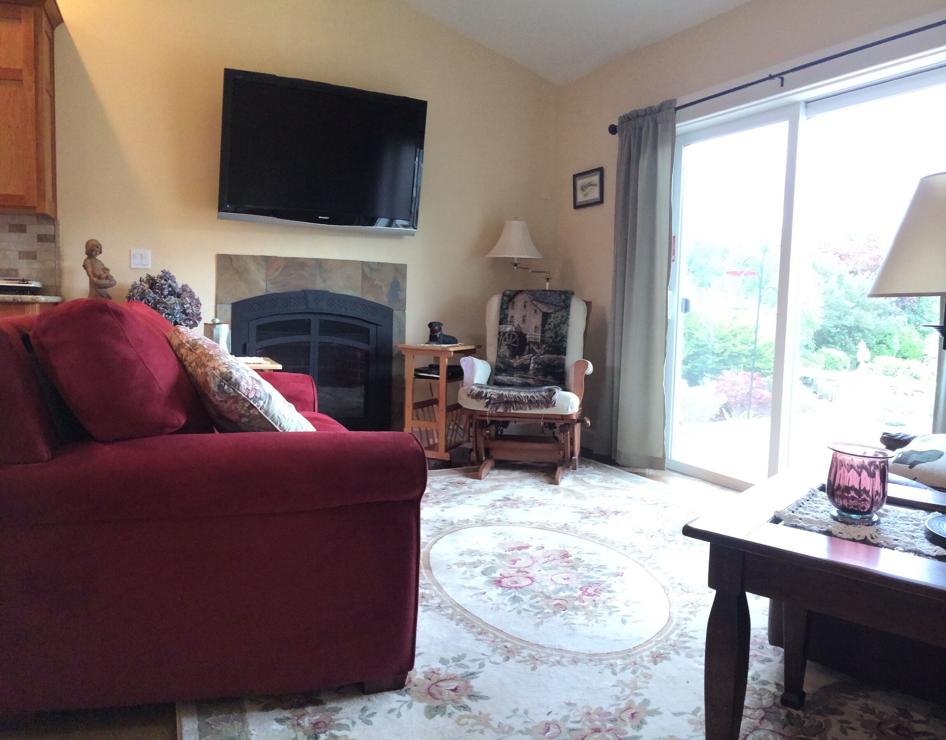 TV, fireplace