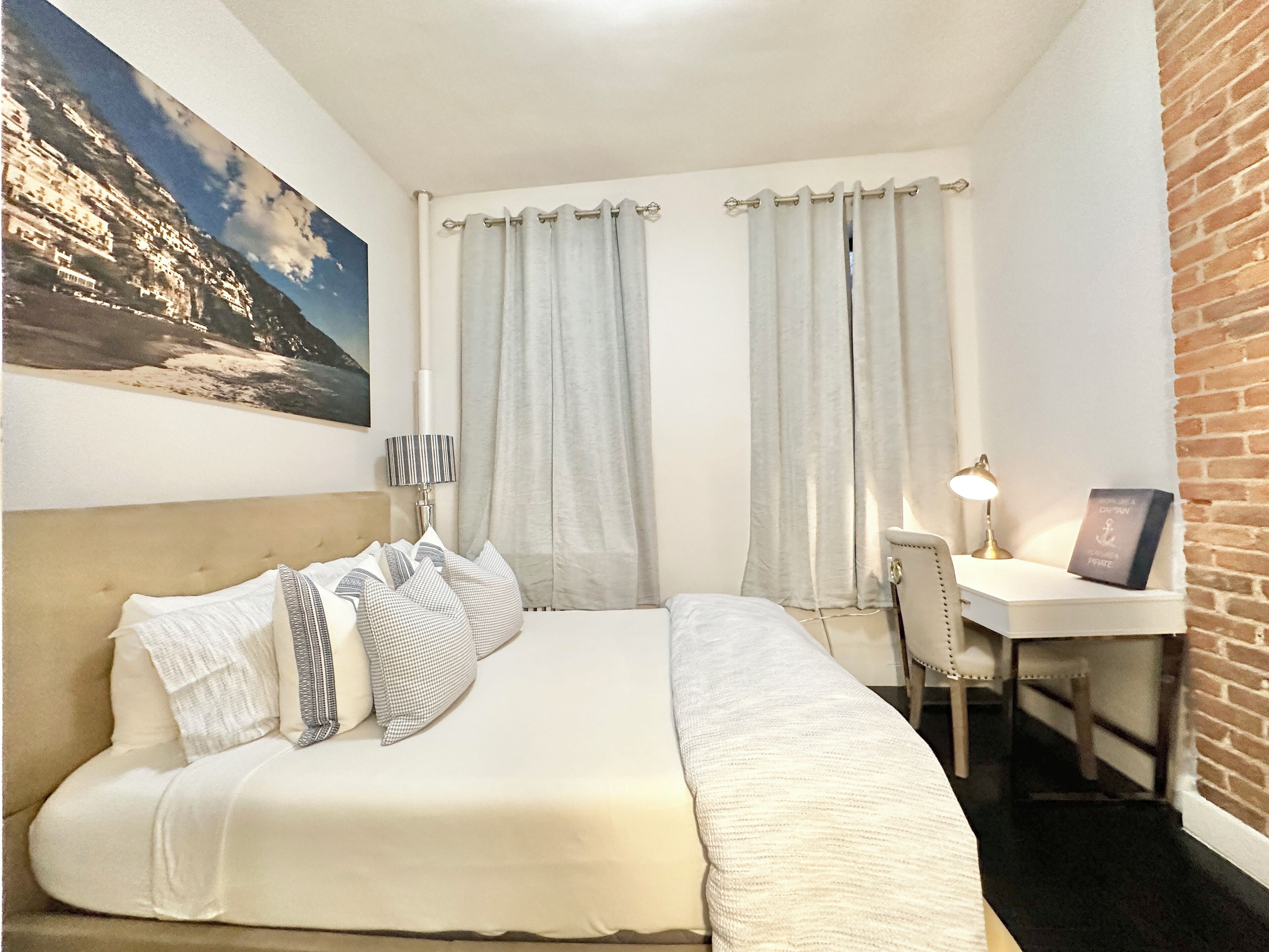 1 bedroom, desk, iron/ironing board, travel cot