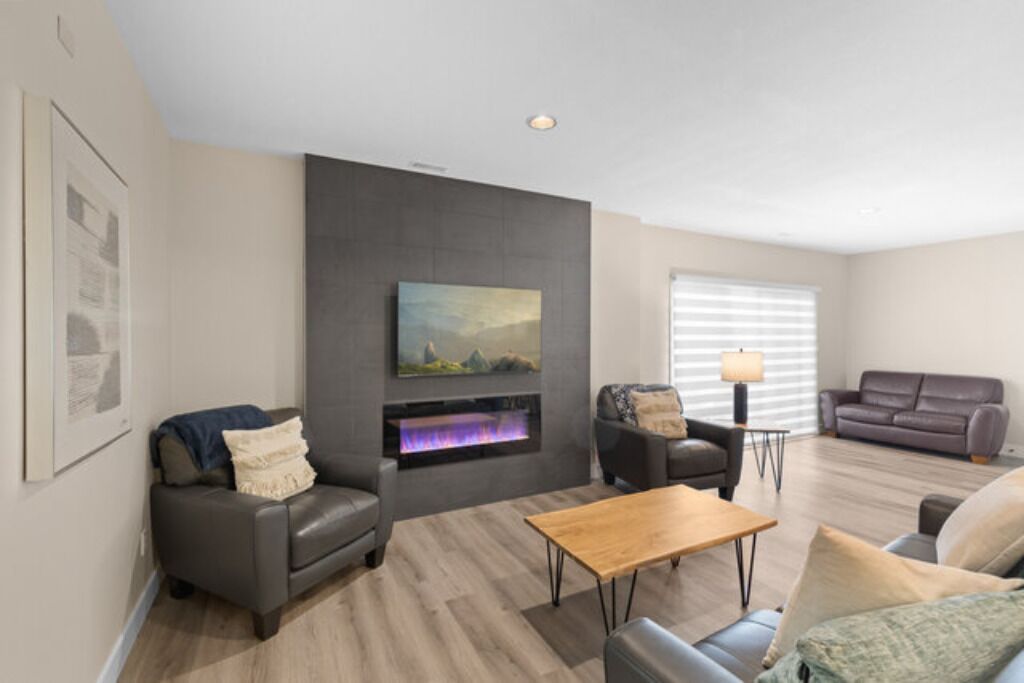 Télévision, cheminée, livres