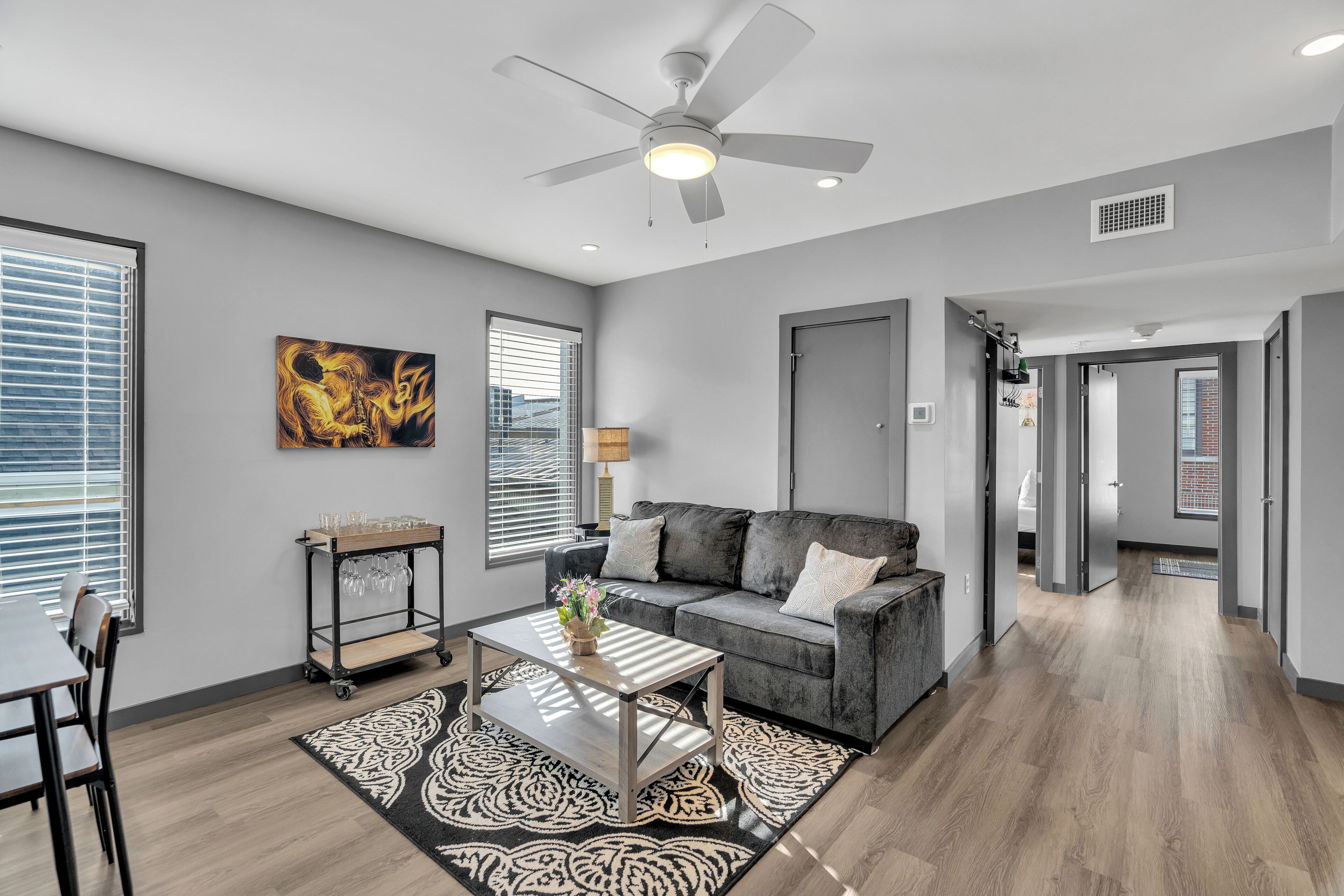 Premier Apartment, 3 Bedrooms, 2 Bathrooms | Living area | 36-inch Smart TV with digital channels, streaming services