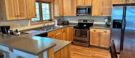 Fridge, microwave, oven, dishwasher