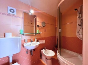 Dusche, Haartrockner, Handtücher