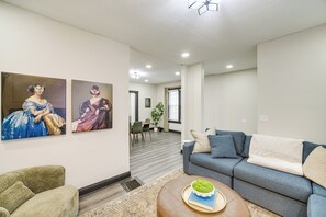 TV, fireplace, books - 4 Mi to Dtwn: Modern Retreat w/ Yard in Cleveland (Cleveland)