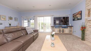 TV connectée, cheminée, livres