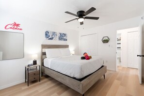 1 bedroom, desk, iron/ironing board, travel cot