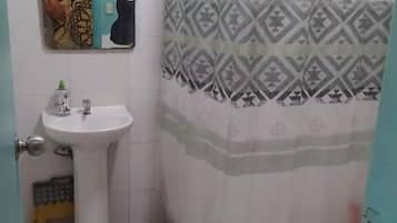 Hair dryer, soap, shampoo, toilet paper