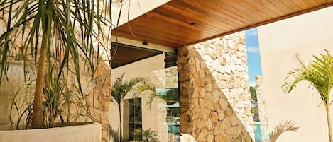 Breakfast, lunch, dinner served; Fusion cuisine, pool views