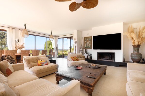 TV, fireplace, table tennis