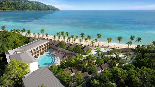 A resort with a pool, beach, and palm trees. - Irene Resort Koh Lipe (Koh Lipe)