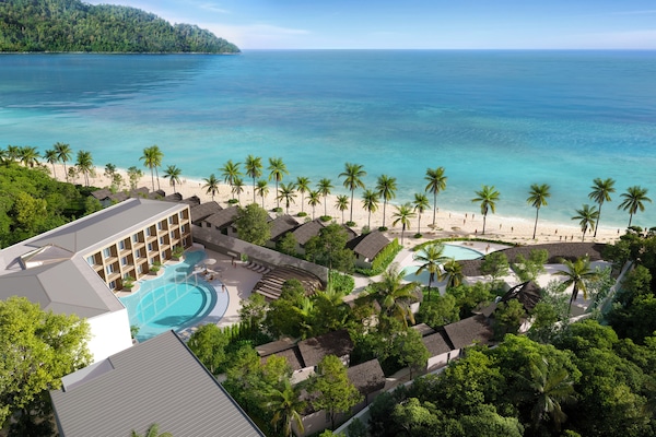 Outdoor pool, open 6:00 AM to 9:00 PM, pool umbrellas