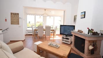 TV, fireplace
