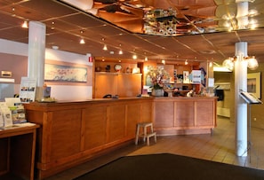 Welcome to our reception area, where guests can check in and enjoy the warm atmosphere.