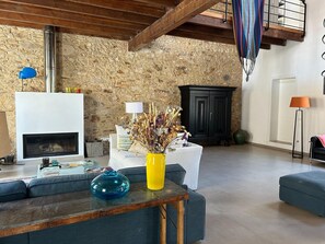TV, fireplace