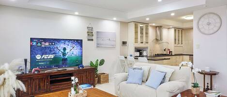 Smart TV, video games, DVD player, ping pong