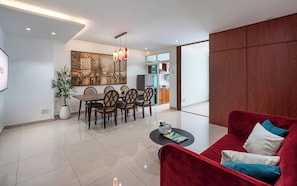 Apartment, 3 Bedrooms, Balcony, City View | Living area | Flat-screen TV - Aris Apartment - 343 Pham Ngu Lao Bui Vien City Center (Ho Chi Minh City)