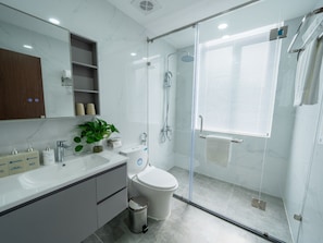 Deluxe Double or Twin Room, City View | Bathroom | Shower, free toiletries, hair dryer, bathrobes