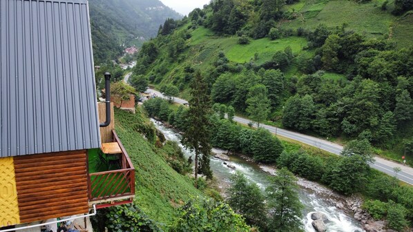 Enjoy breathtaking views of the valley and river from this property's elevated vantage point.