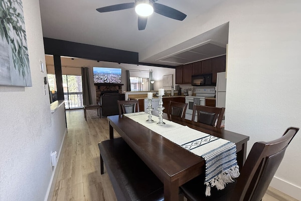 Dining area just off the kitchen with seating for at least six